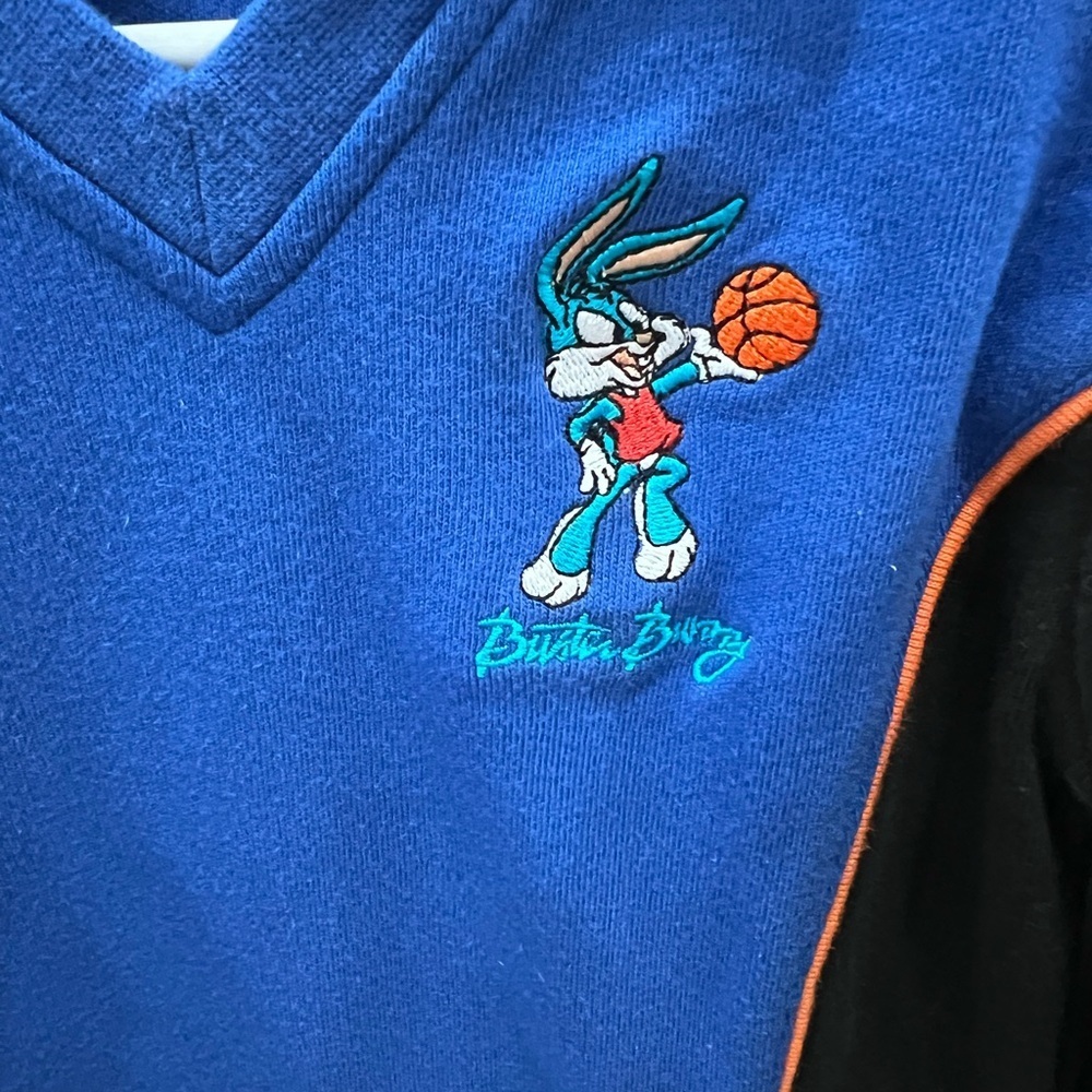 🏀 Vintage 90s Tiny Toons Buster Bunny Space Jam Style Dress Size 6 Blue Black - Picture 2 of 12